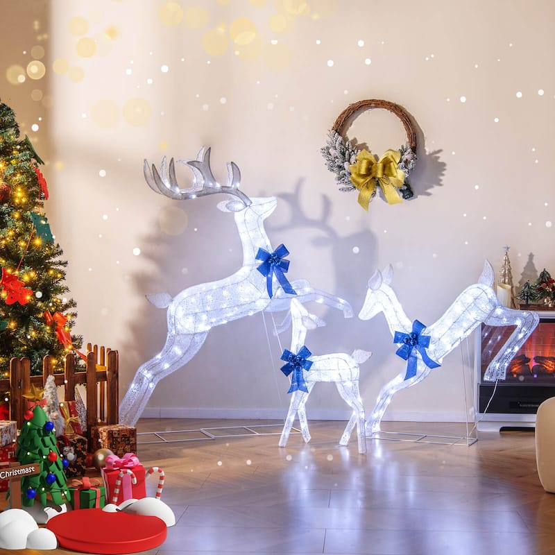 Costway 3 PCS Lighted Christmas Reindeer Family Set Holiday Decoration - See Details