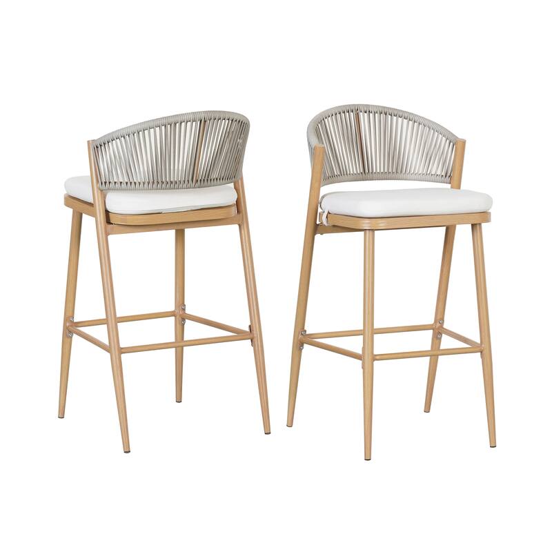 Christopher Knight Home - Beverly Outdoor Barstools with Scallop Backrest, Set of 2