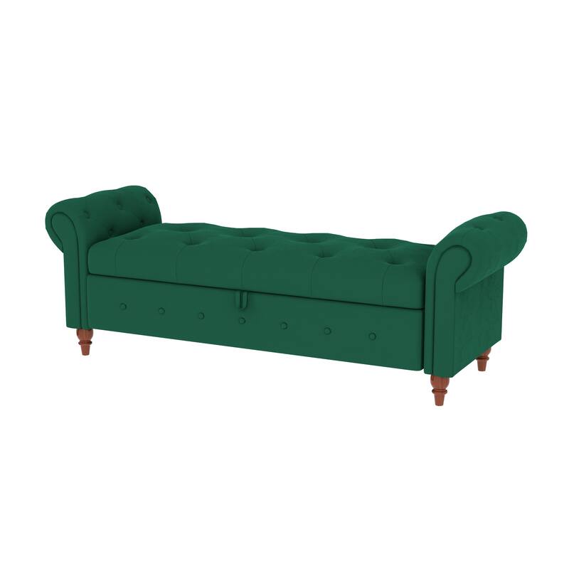 63" Fabric Bed Bench With Storage