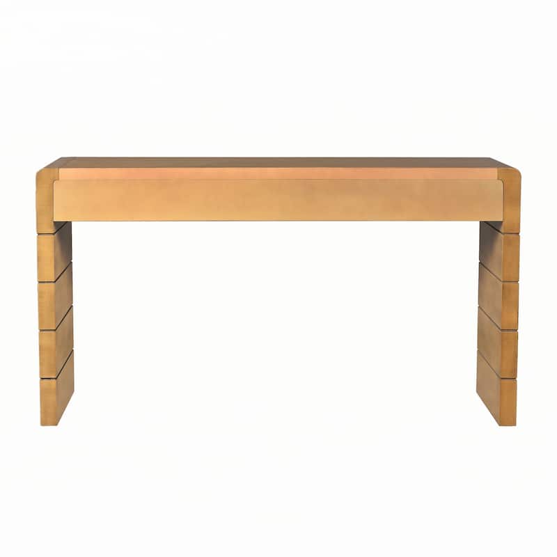 Curved Console Table with Storage,Natural