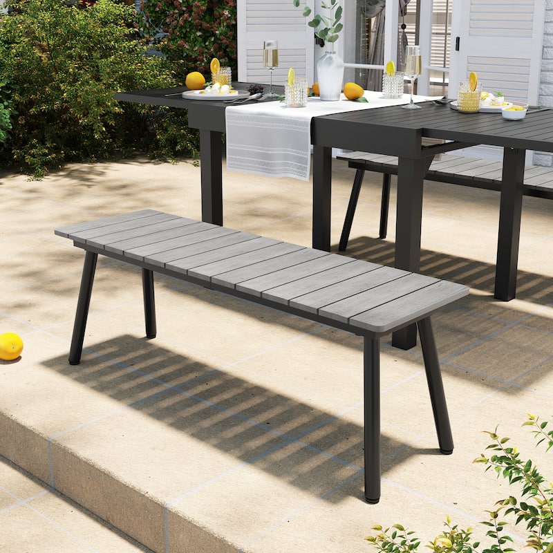 VredHom Outdoor Patio Aluminum Bench - N/A - Grey