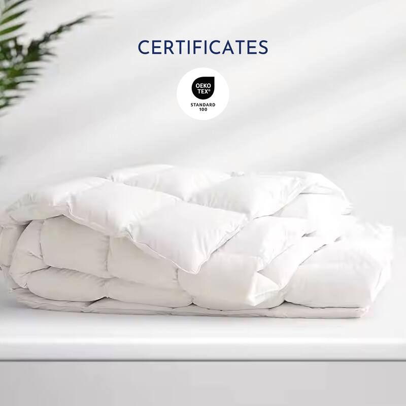 Highland Feather All Season White Down and Feather Comforter Lightweight Duvet Insert with Corner Ties