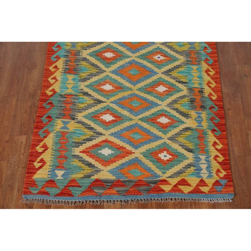 Southwestern Kilim Rug Flatweave Foyer Wool Carpet - 3'4"x 4'10"