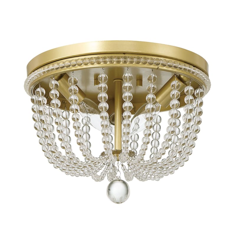 Frenia 3-light Beaded Gold Flush Mount Ceiling Light - 12'' D * 8.07'' H