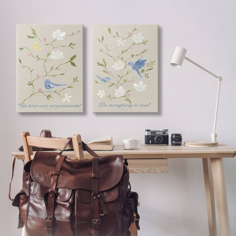 Stupell Floral Comforting Proverbs Canvas Wall Art Design By Lucille Price (Set of 2)