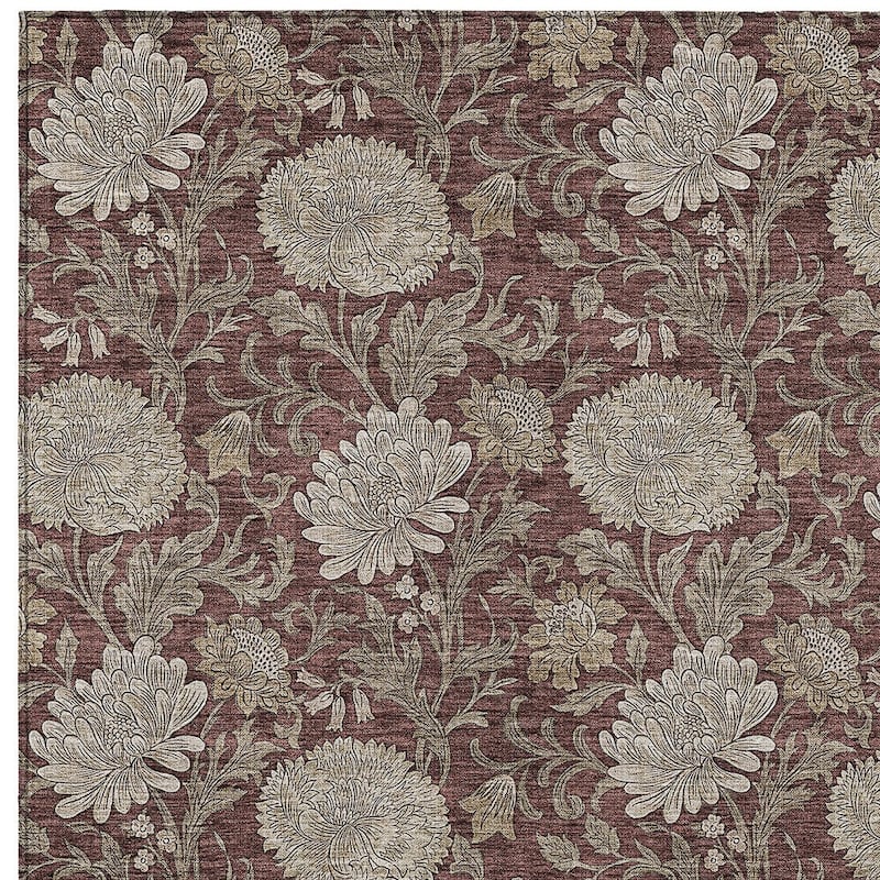 HomeRoots Floral Transitional Rectangle Outdoor Rug