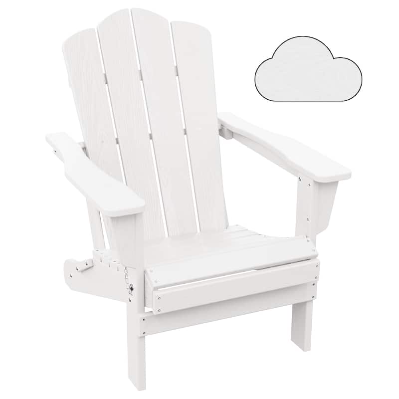 Outdoor HDPE Folding Classic Adirondack Chair All-Weather - White