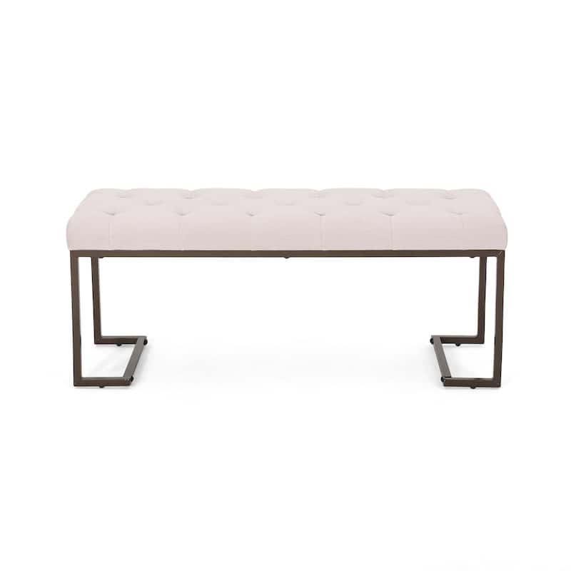 Roomfitters Upholstered Button Tufted Bench with Metal Frame, Entryway or Bedroom Accent Seat