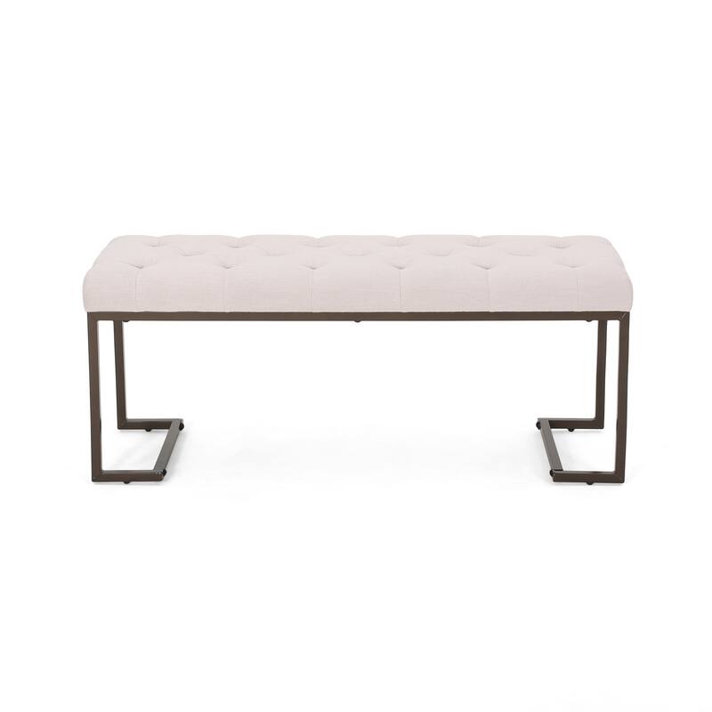 Upholstered Button Tufted Bench - Beige