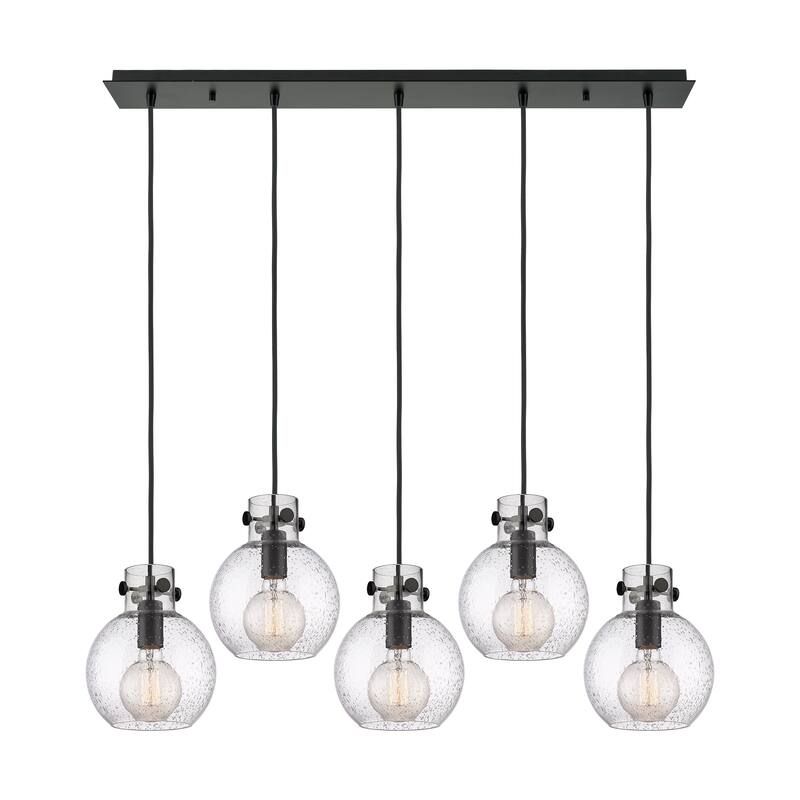 Innovations Lighting Newton Sphere - 5 Light 8" Cord Hung Linear Pendant - Seedy/Matte Black