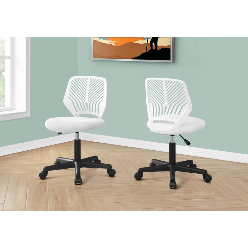 Adjustable White Juvenile Office Chair with Ergonomic Back, Padded Seat, Swivel Base and Rolling Casters