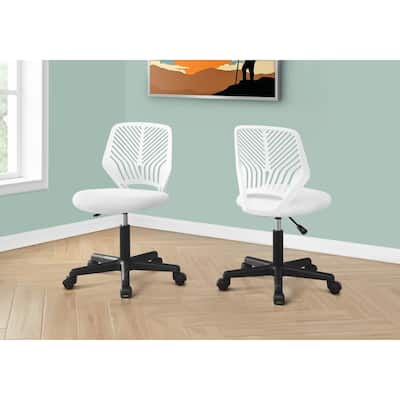 Adjustable White Juvenile Office Chair with Ergonomic Back, Padded Seat, Swivel Base and Rolling Casters