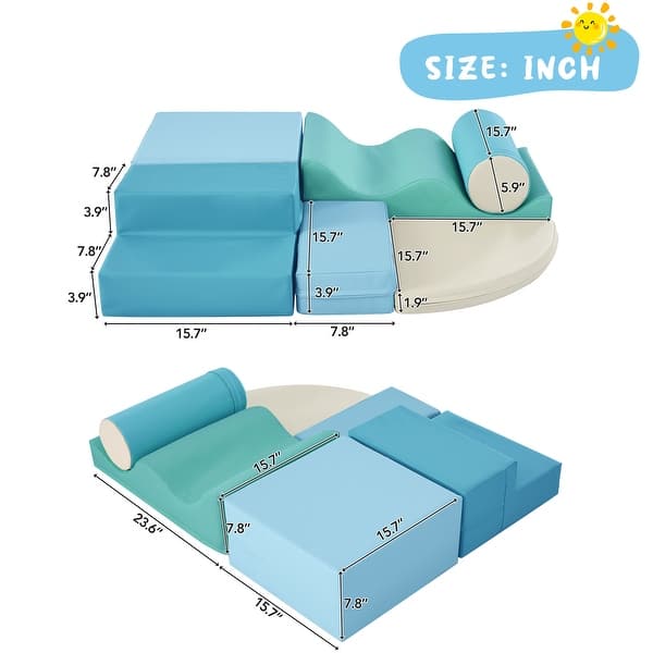 dimension image slide 3 of 4, 6-Piece Kids Climb and Crawl Foam Play Set,Educational Activity Toys
