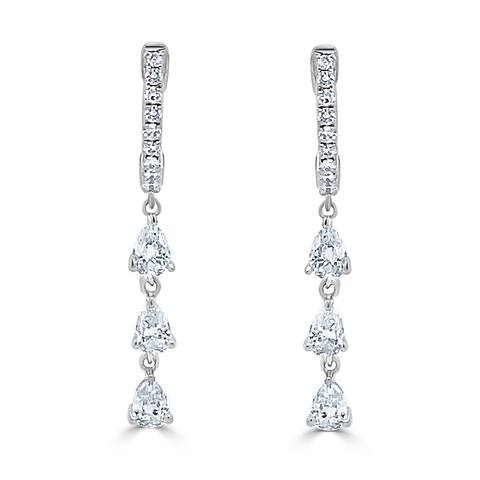 Joelle Pear-Shape Dangle Diamond Huggie Hoop Earrings 1.0 cttw. Gifts for Her 14k Gold