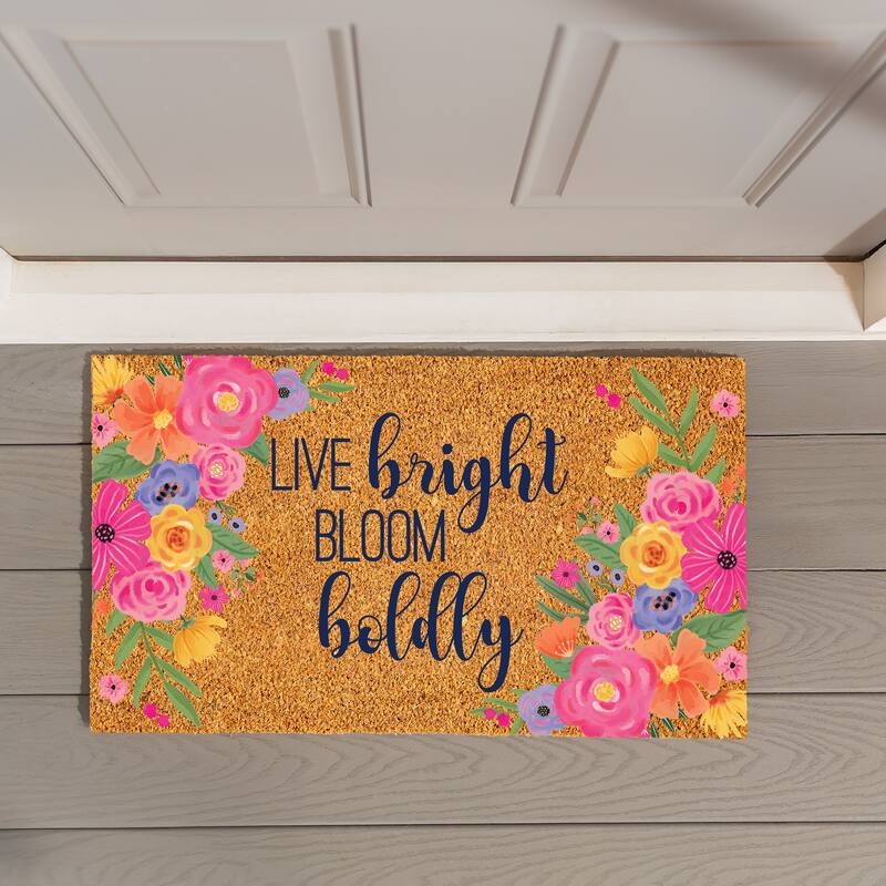 Live Bright, Bloom Boldly Spring Blossom Coir Mat 28"x16" - 28" x 16"
