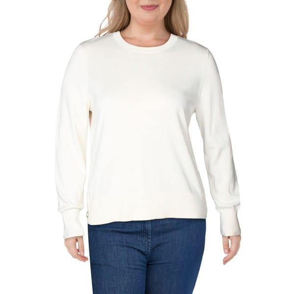 MICHAEL Michael Kors Womens Pullover Sweater Ribbed Snap Hem - 32756217