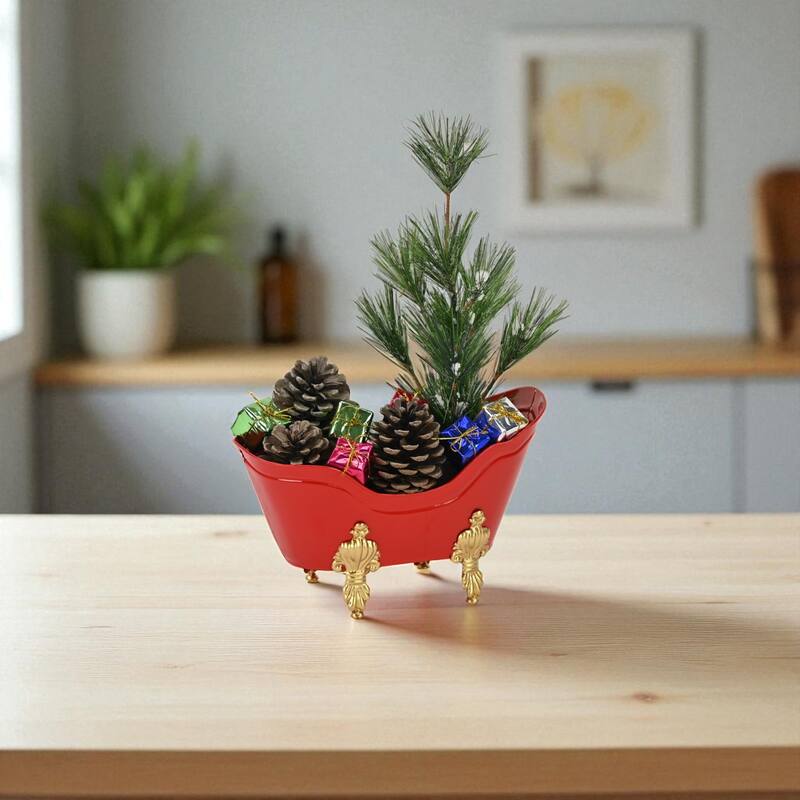 Eirlys 10" Christmas Mini Bathtub Decor - Red - N/A - Red