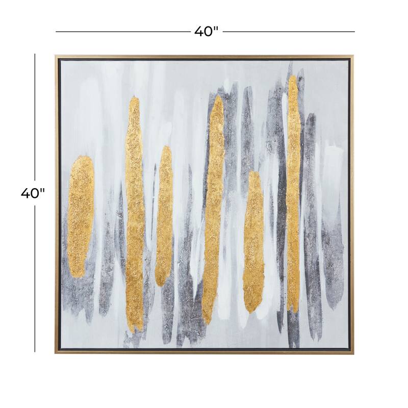 Canvas Abstract Framed Wall Art with Gold Frame - Gray - CosmoLiving by Cosmopolitan