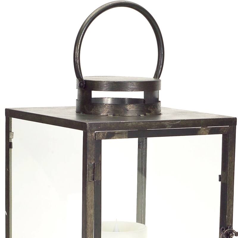 HomeRoots Set Of Three Gray Flameless Floor Lantern Candle Holder - 16