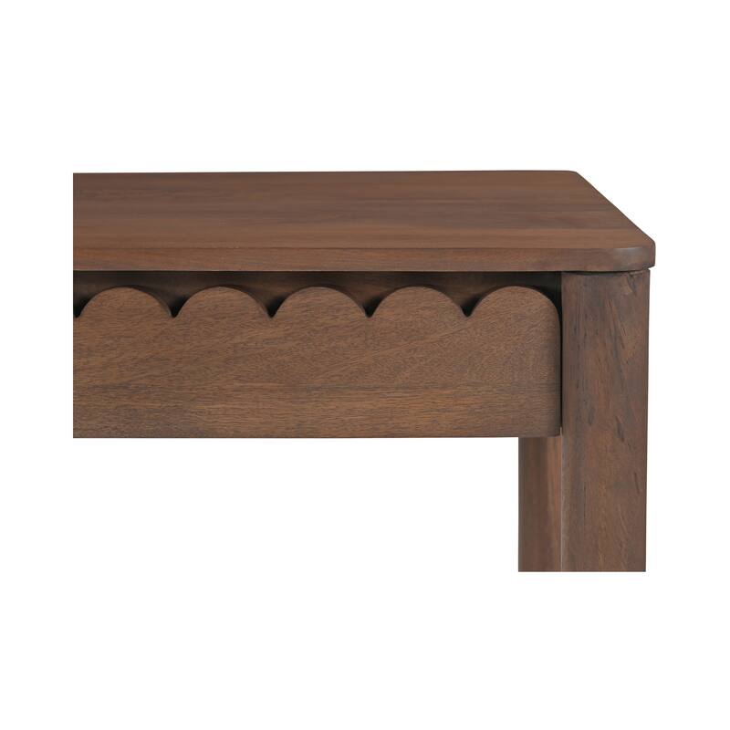 NADAAL STUDIOS Thalen Desk, Mango Wood with Sculptural Round Legs, Vintage Brown