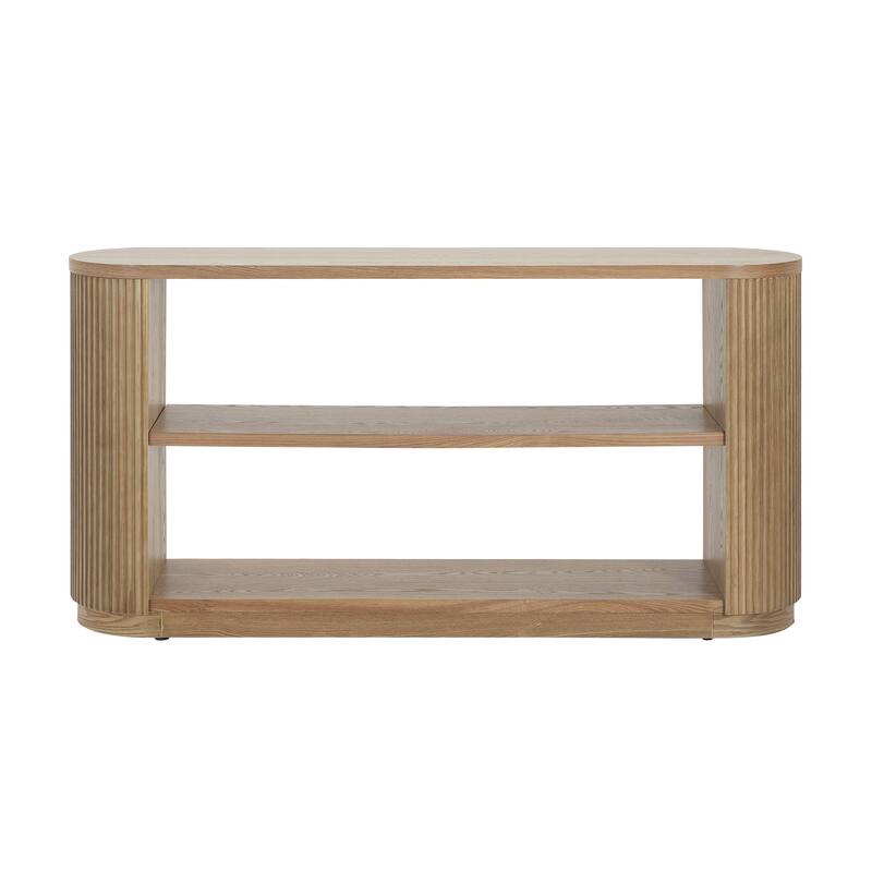 Slim Sofa Table with Open Shelf AND Elegant Wood Grain