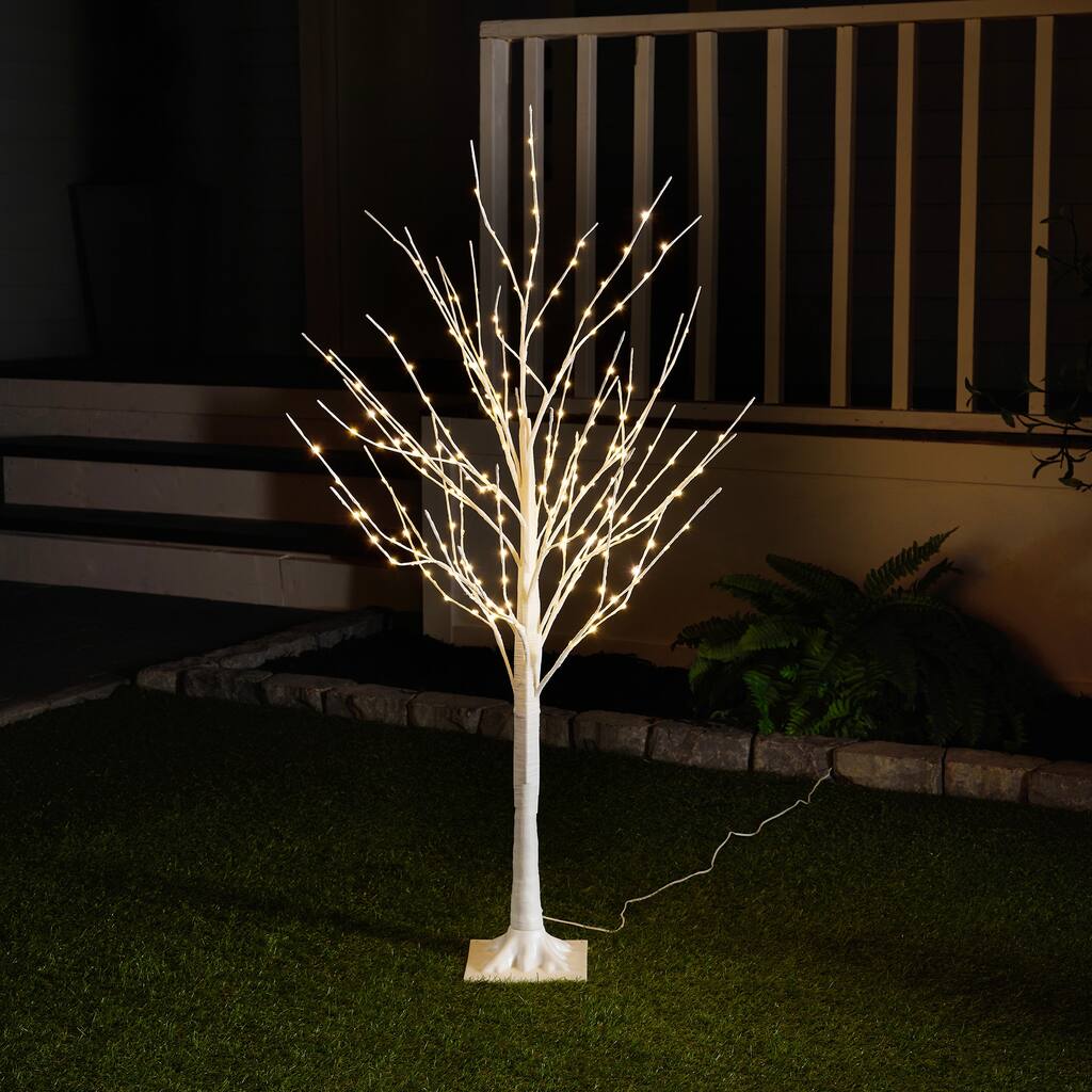 4 FT Copper Wire Birch Tree With 208 Warm White LEDs