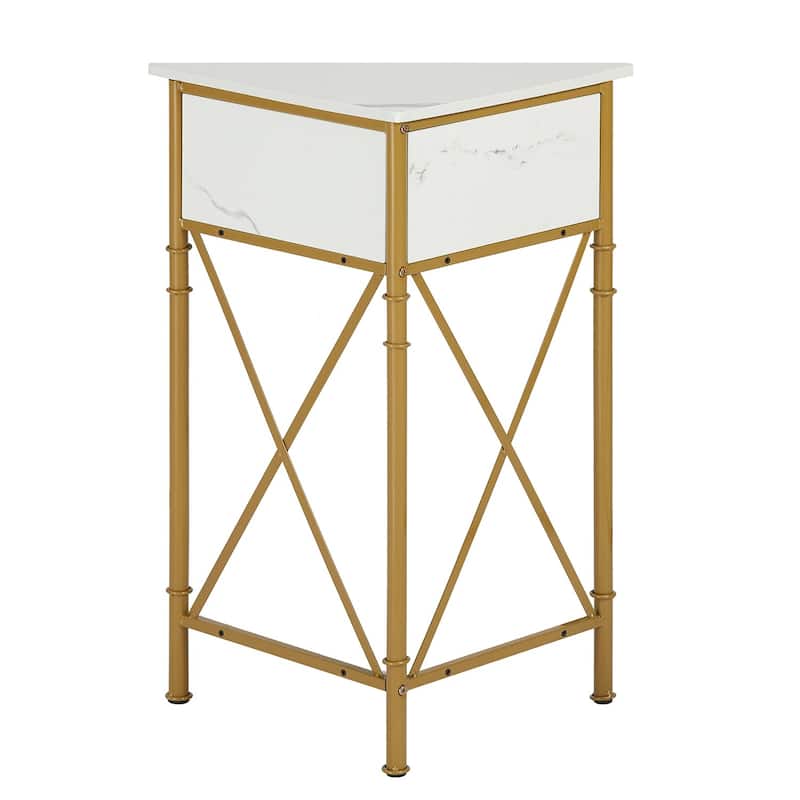 VECELO Modern Side Table Corner Tables with 3-Tier Storage Shelves