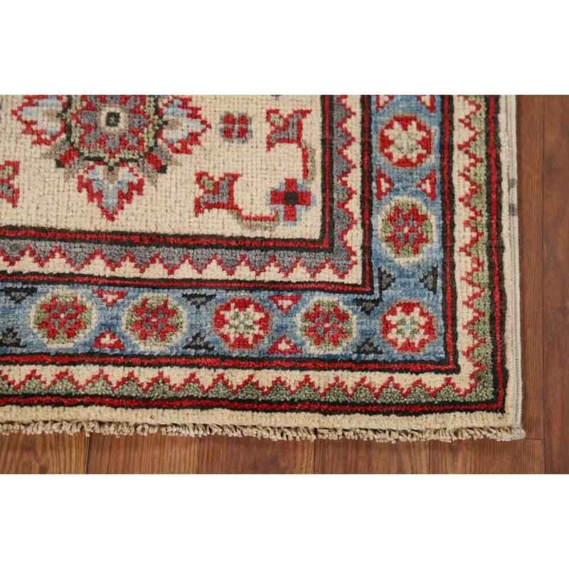 Geometric Kazak Accent Rug Handmade Oriental Wool Carpet - 2'1" x 3'0"