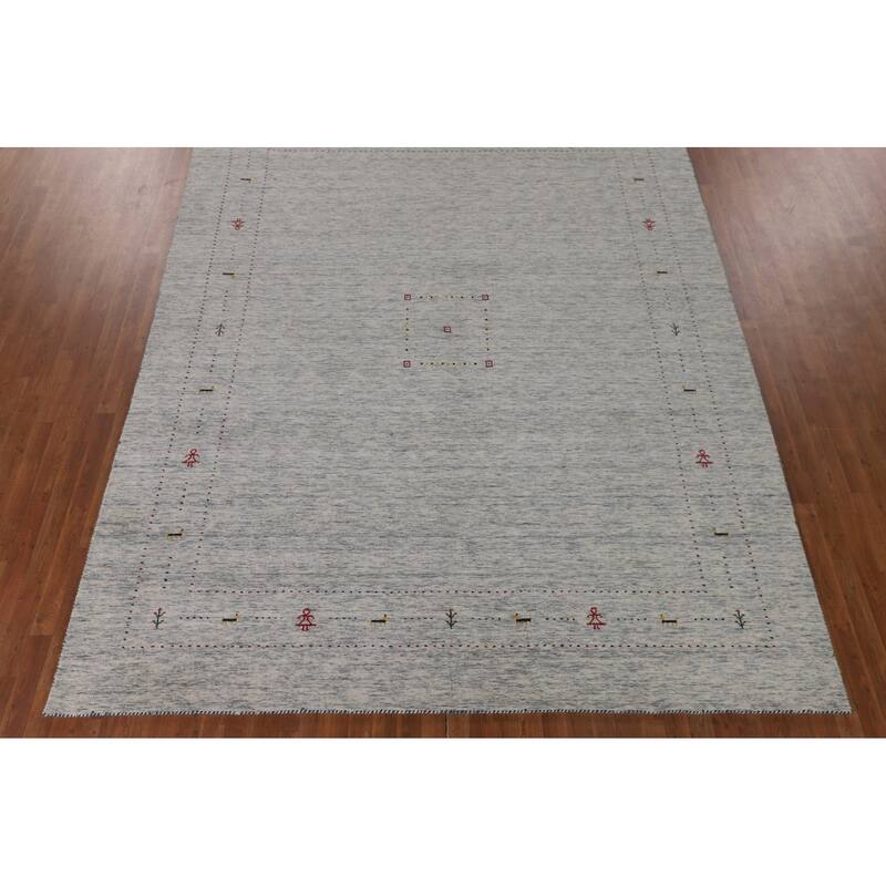 Gabbeh Indian Area Rug Handmade Wool Carpet - 9'1"x 11'8"