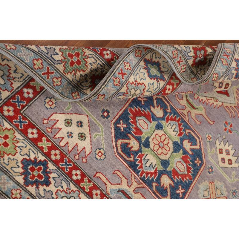 Kazak Oriental Area Rug Handmade Traditional Grey Wool Carpet - 5'0" x 6'8"