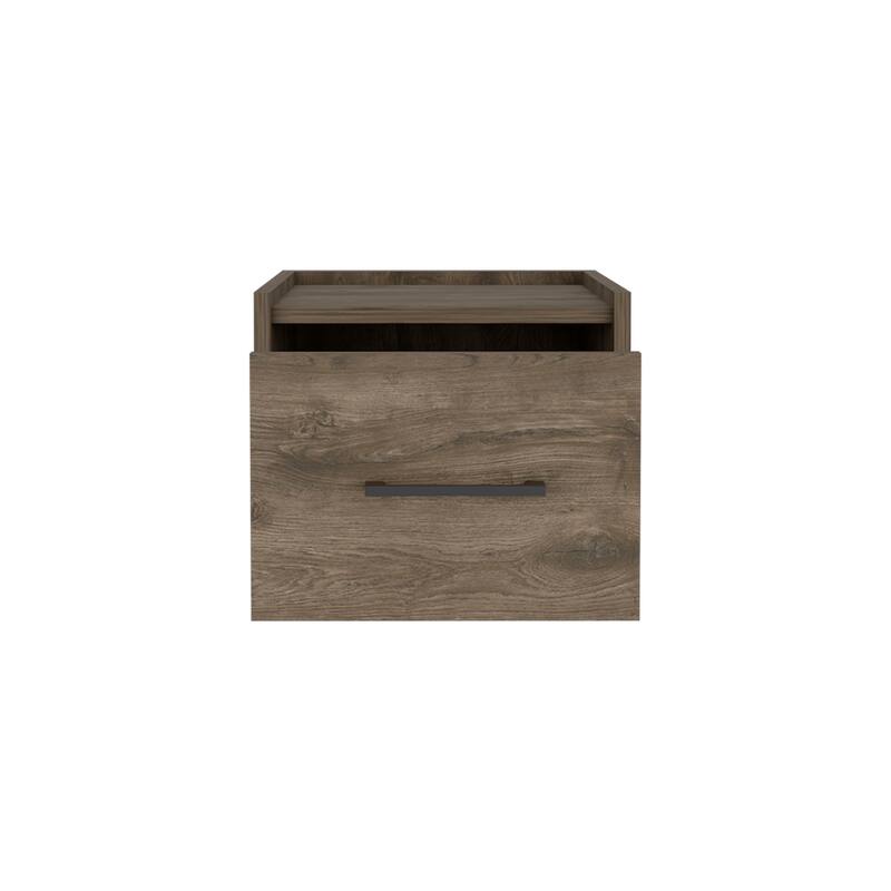 Space-Saving Floating Nightstand with Drawer, Dark Brown