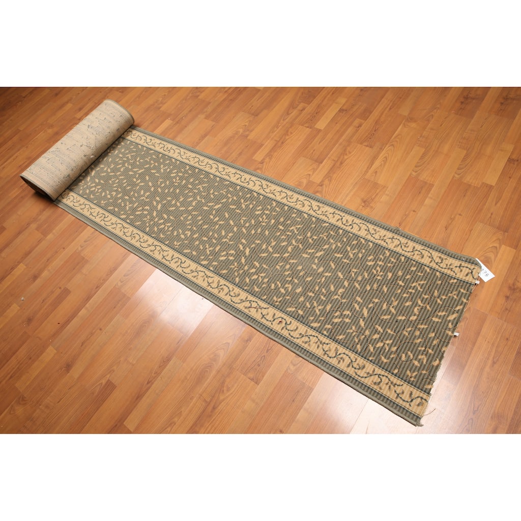 Oriental Area Rug Machine Made Wool Traditional Botanical Print - 2' 6'' x 18'