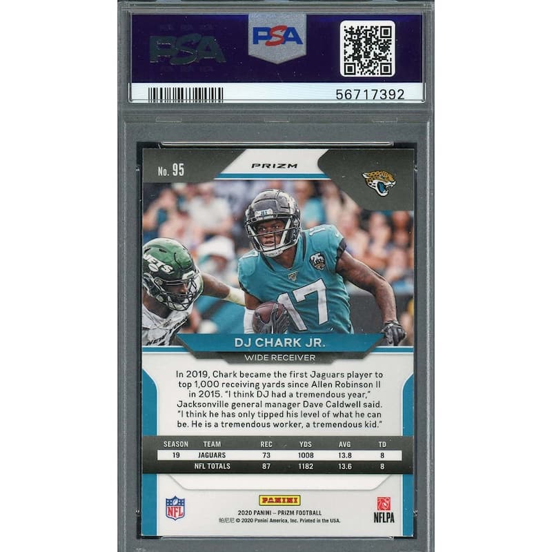 DJ Chark Jr 2020 Panini Prizm Lazer Football Card #95 Graded PSA 9 - 8'6" x 11'6"