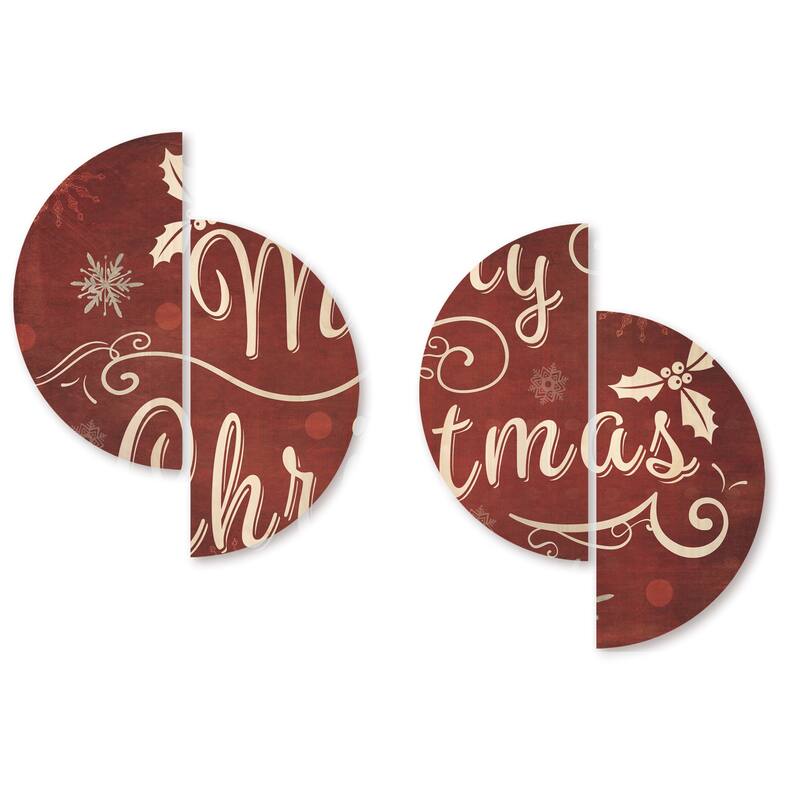 Designart 'Merry Christmas Season Greetings on Red' Quotes and Sayings