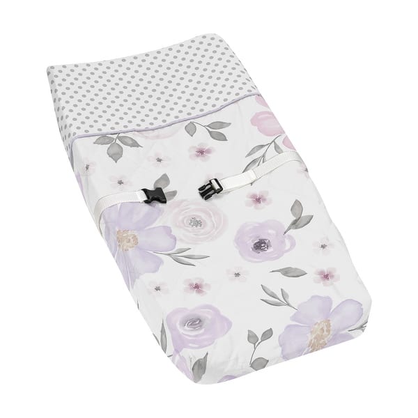 slide 2 of 6, Sweet Jojo Designs Lavender Purple, Pink, Grey and White Watercolor Floral Collection Changing Pad Cover