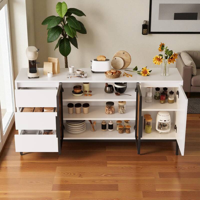 Buffet Cabinet with 3 Drawers and 2 Doors, Kitchen Sideboard Storage Console for Dining Room or Living Room