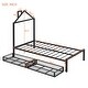 preview thumbnail 43 of 48, Twin Size Metal Platform Bed with two drawers,House-Shaped Headboard Design for Kids, Boys and Girls