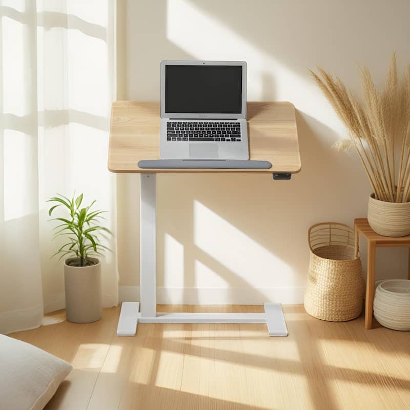 KOWO Electric Height Adjustable Side Table Soft Touch Bedside End Table with Quiet Motor, Modern Nightstand for Home & Office