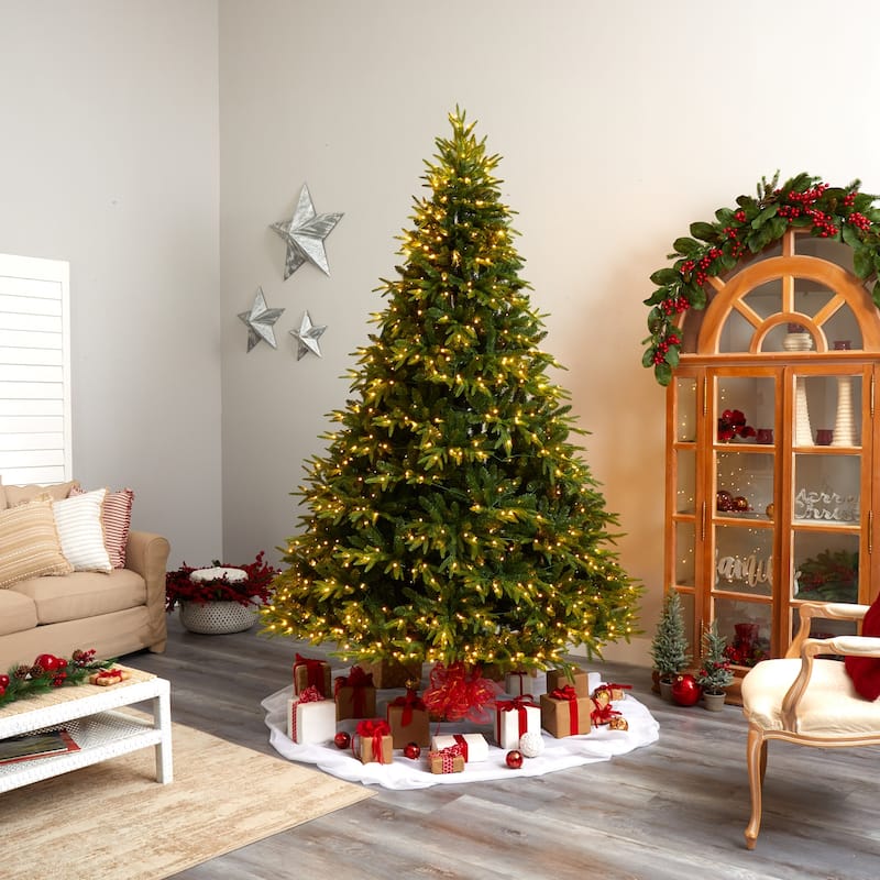 9ft. Fir Look Artificial Christmas Tree with 900 Multi LED Lights & 4600 Branches - Majestic Holiday X-Mas Centerpiece