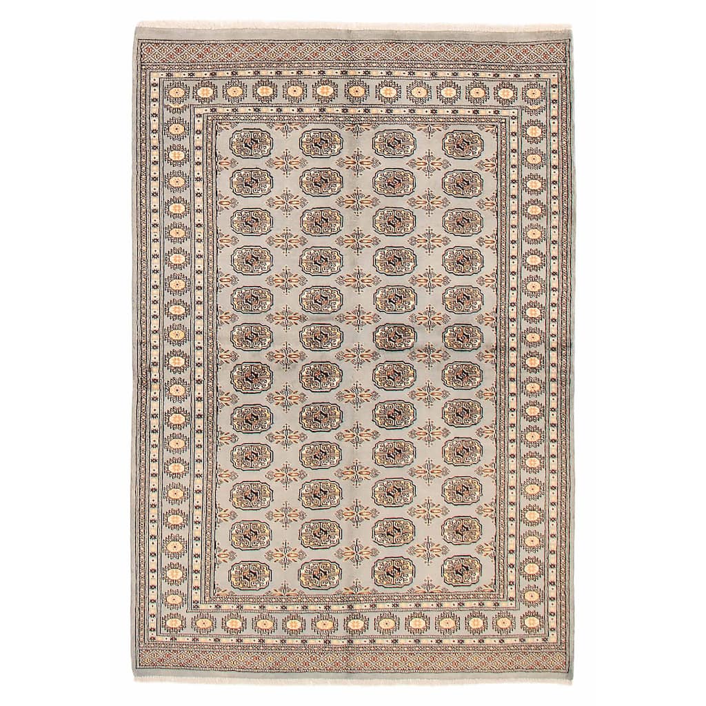 Finest Peshawar Bokhara Grey Rug 5'1" x 7'5" - 5'1 x 7'5