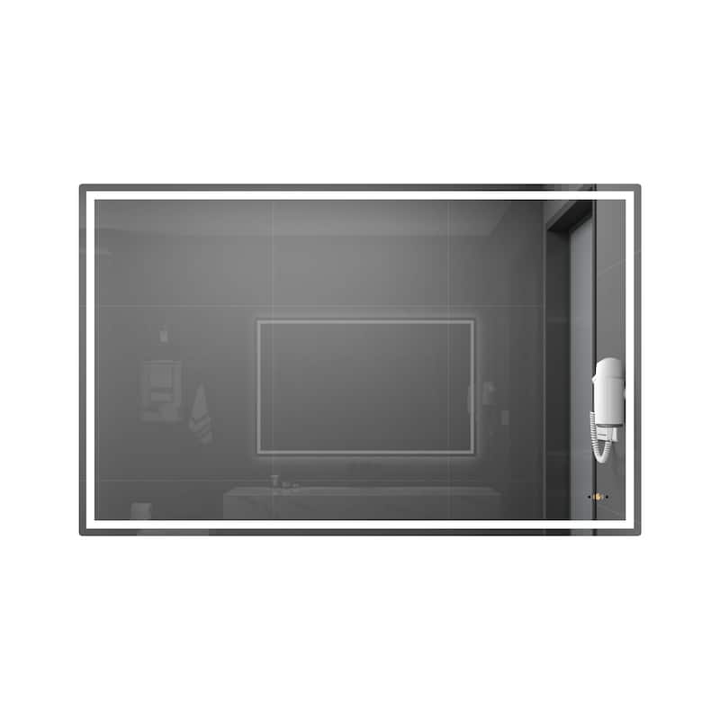 CB HOME Gesture Control Smart LED Mirror Bathroom, Lighted Wall Mounted Mirror, Dimmable, Frameless,Three Color,Front&BackLit