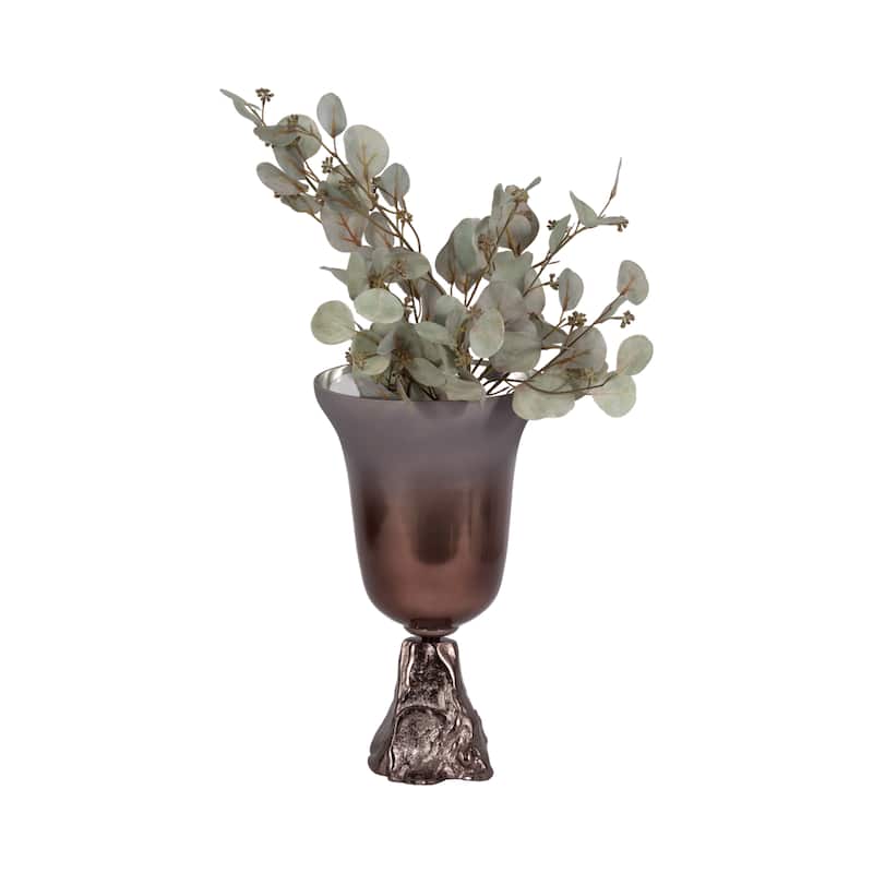 Sagebrook Home Glass Metallic Round 2Tone Chalice Vase