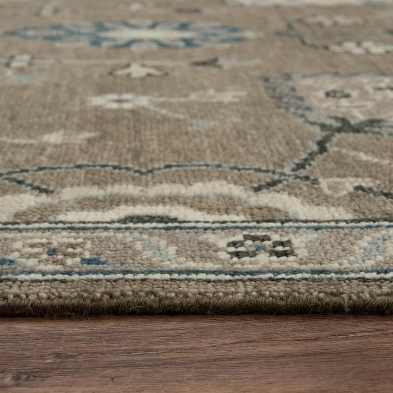 Alora Decor Mila Brown Floral Oriental Hand-tufted Wool Blend Rug