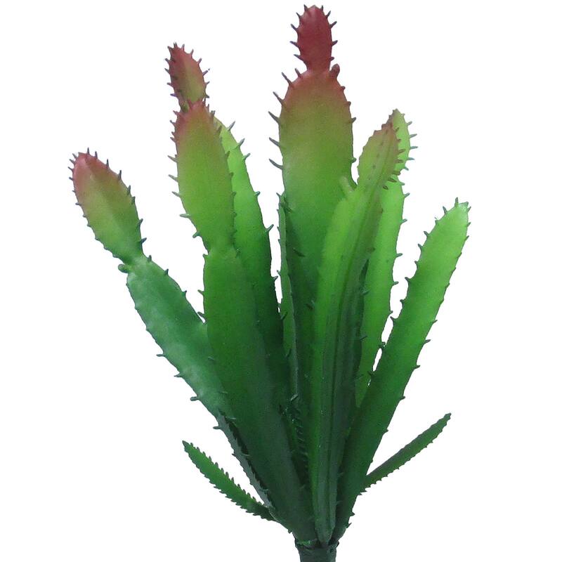 Set of 3 Green Burgundy Artificial Cactus Succulent Stem Plant Greenery Pick Spray Branch 7.5in - 7.5" H x 5.5" W x 5" DP