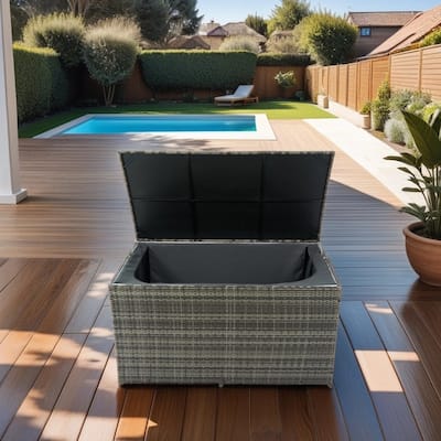 130/200 Gallon Rattan Wicker Patio Outdoor Cushion Storage Box