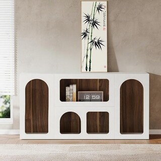6-Compartment White Console Table Modern Entryway, Hallway, or Living ...