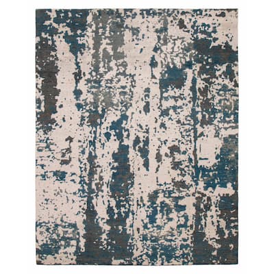 ECARPETGALLERY Hand-knotted Alma Ivory Silk, Wool Rug - 7'10 x 9'10