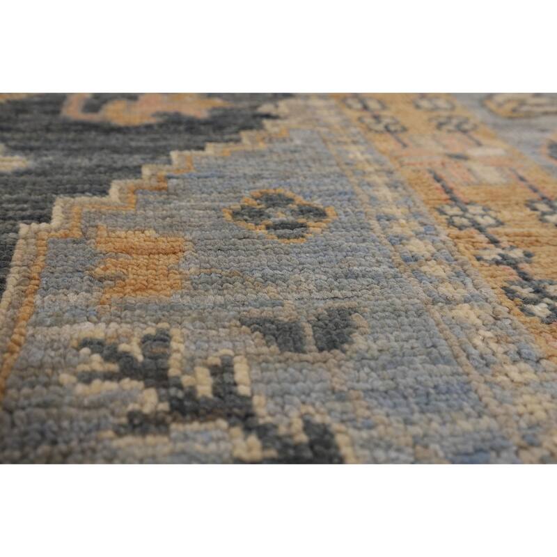 Vegetable Dye Floral Oushak Turkish Large Rug Handmade Wool Carpet - 11'11"x 14'7"