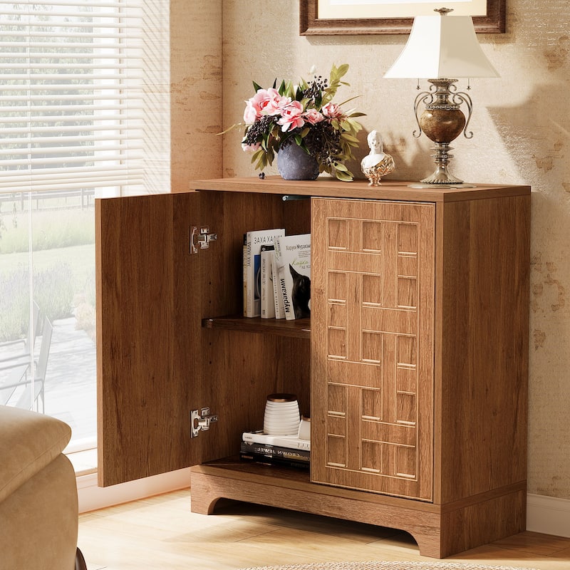 57.5 Inches Wood Sideboard Buffet Cabinet with Storage (Set of 2) - N/A