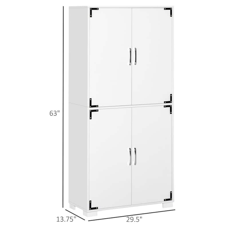 Industrial Kitchen Pantry Cabinet w/ 4 Door Cupboard & Storage Shelves